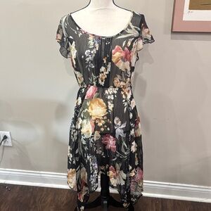 American Rag floral translucent dress black tan XL
